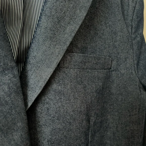 Gap Navy Blue Denim Pinstripe Lined Single Button Collared Fit & Darted Blazer 8 - Picture 8 of 12